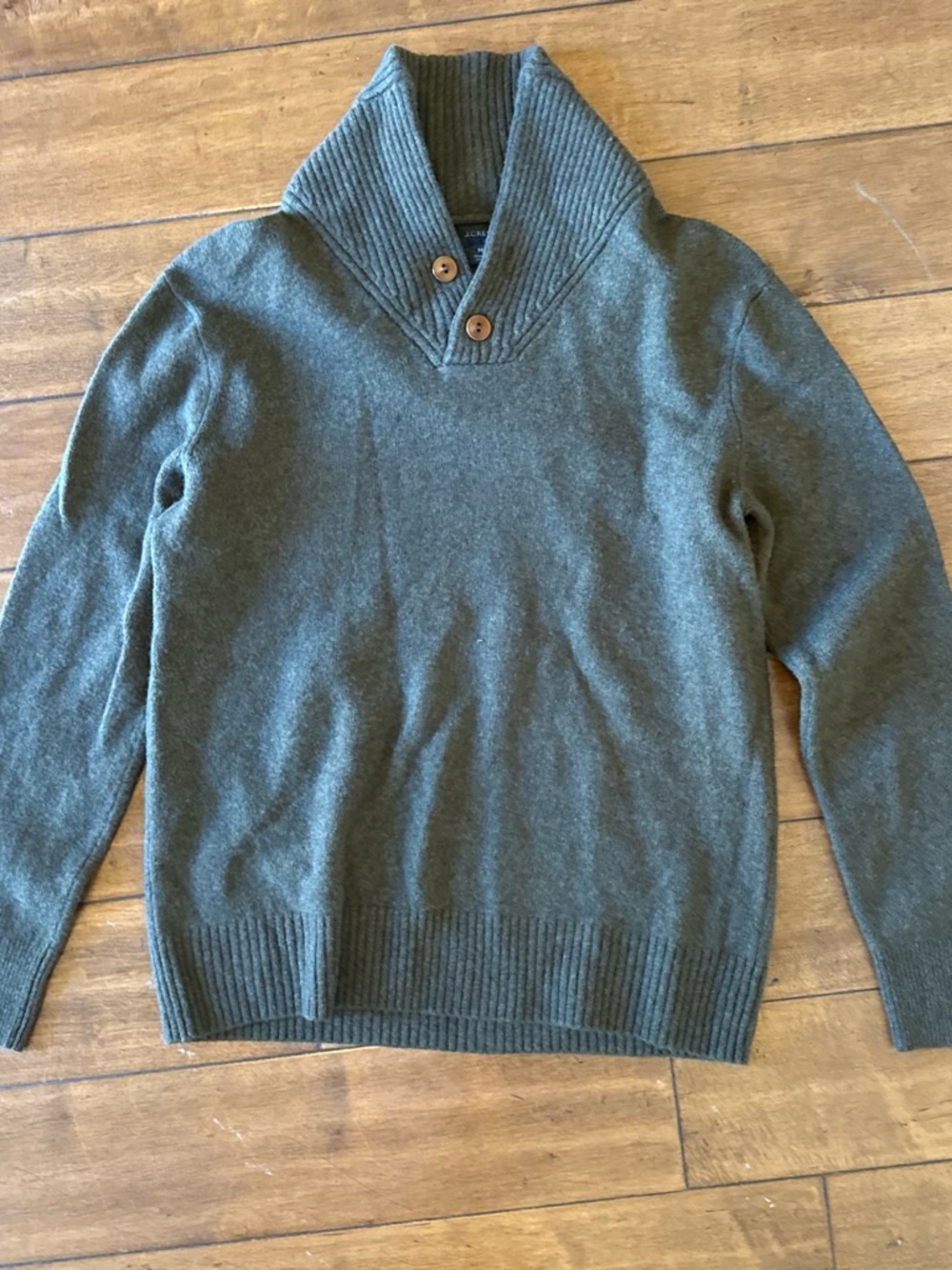 J. Crew Men’s Olive Green Shawl-Collar Button Turtleneck Sweater men’s medium.
